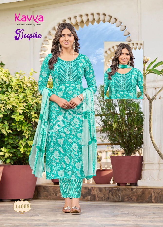 Deepika Vol 14 By Kavya Printed Embroidery Kurti With Bottom Dupatta Wholesale Market In Surat With Price
